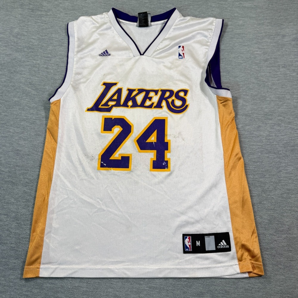 Adidas Jersey Men Medium White Basketball Kobe Bryant‎ Lakers 24 NBA Swingman